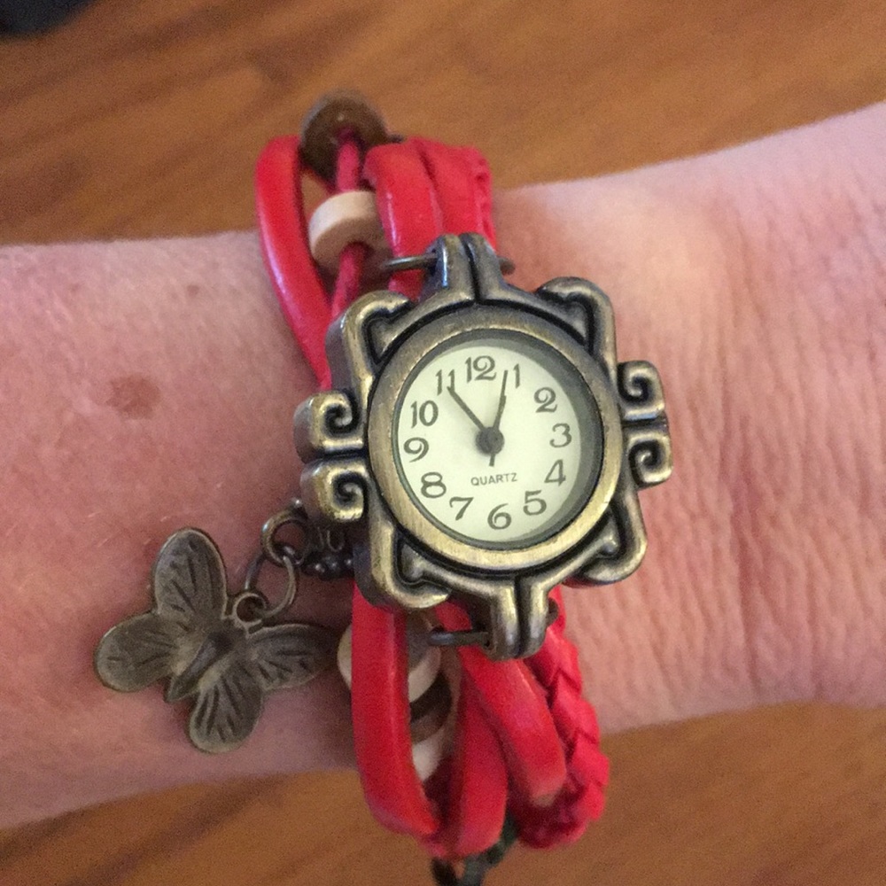 Red wrap bracelet watch